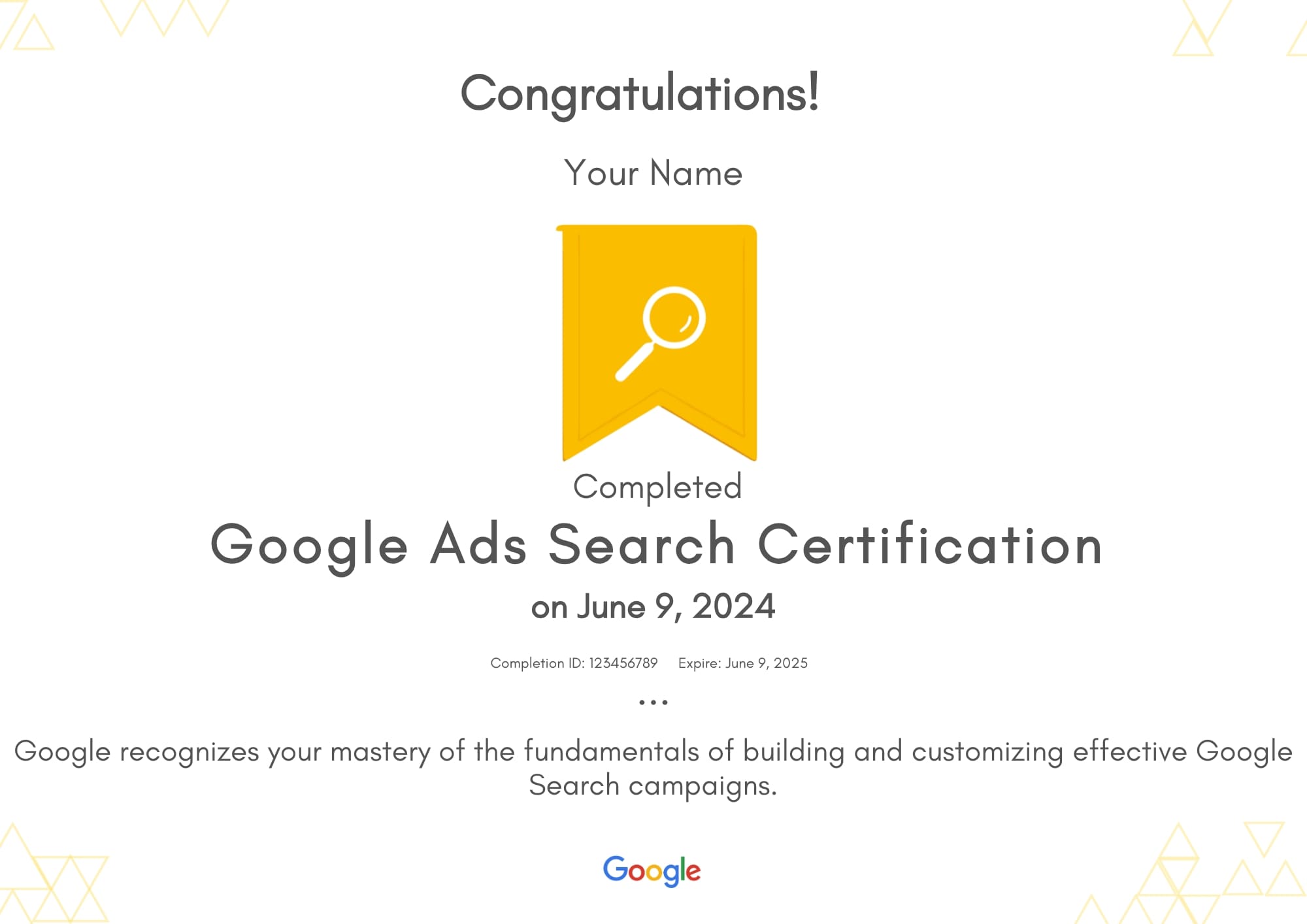 google ads search certificate digital moodie